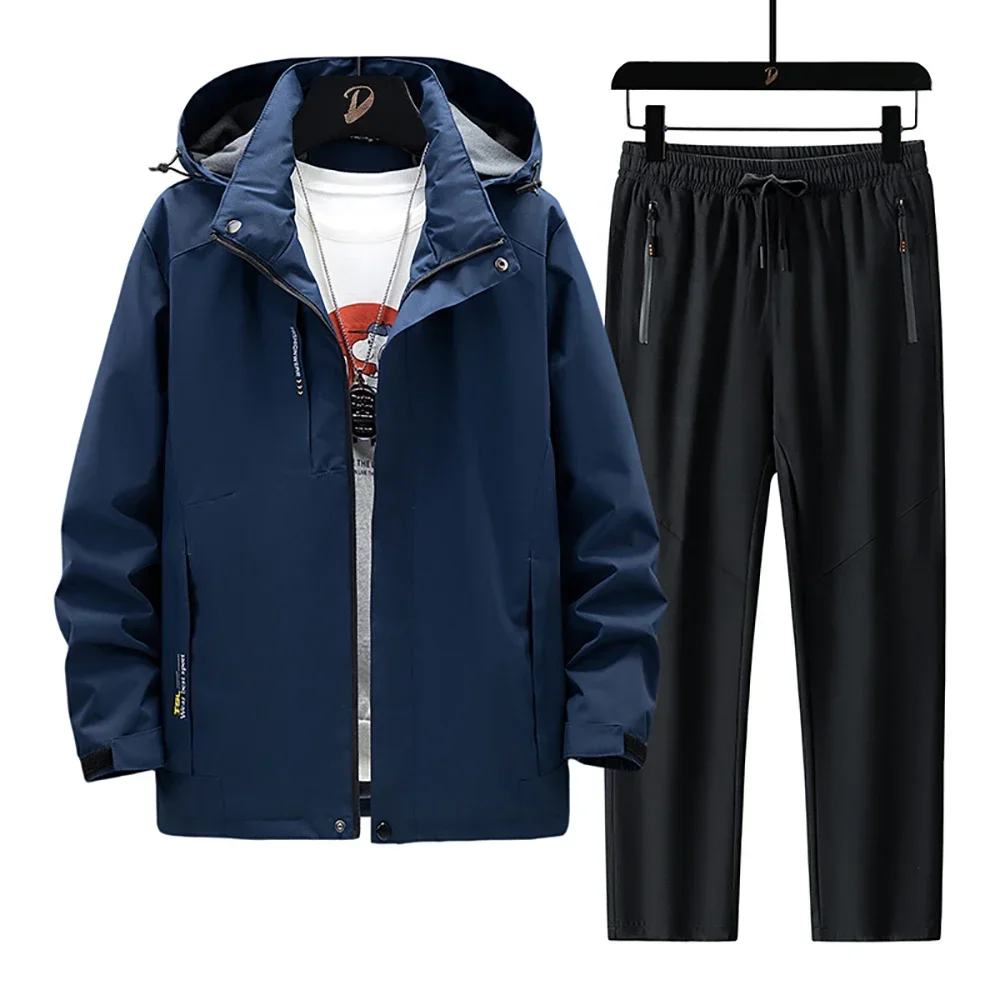 

Мужские комплекты таккостюмов с капюшоном, осенняя спортивная одежда, мужские спортивные костюмы из двух предметов, уличная походная одежда, мужские комплекты курток + брюк