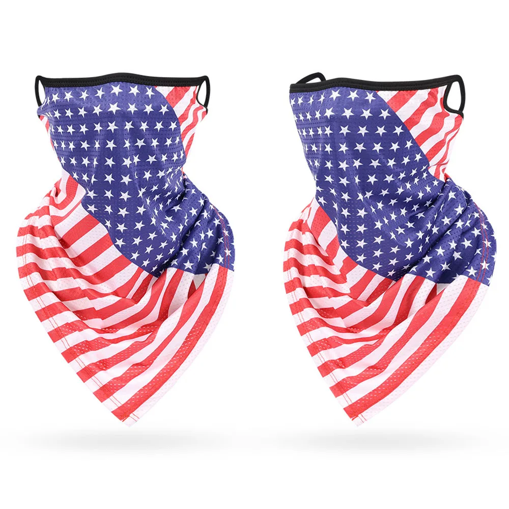 

Summer Ice Silk Hiking Triangle Scarf Hang Ear Cycling Face Mask Breathable Anti-UV Bike Face Neck Cover Outdoor Unisex Bandana