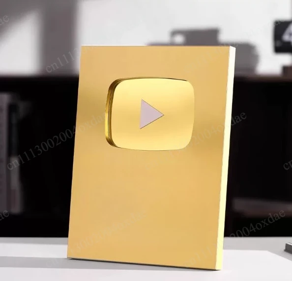 Coolest for Award Gift Custom Play Button Silver Gold Metal Award Trophy Plaque