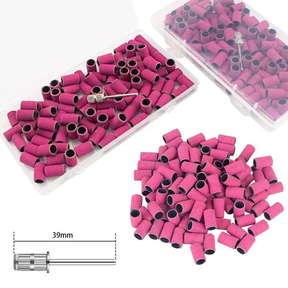 100개 로즈 네일 샌딩 밴드 전동 네일 드릴 비트 UV 젤 아크릴 제거용 네일 샌드밴드 액세서리