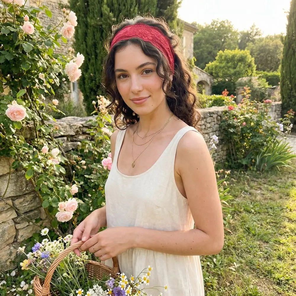 

Korean Lace Floral Headbands Solid Color Wide Hollow-Out Lightweight Headwrap Breathable Spandex Mesh Elastic Hair Bands Women