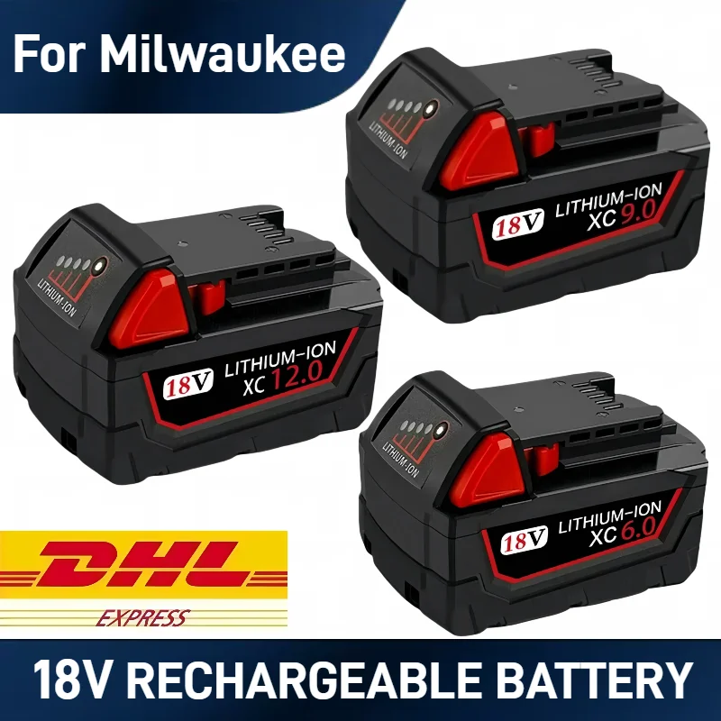 

100% For Milwaukee M18 18V 12Ah 18650 Lithium Replacement Battery For Milwaukee 48-11-1850 48-11-1860 48-11-1840 Tool Battery