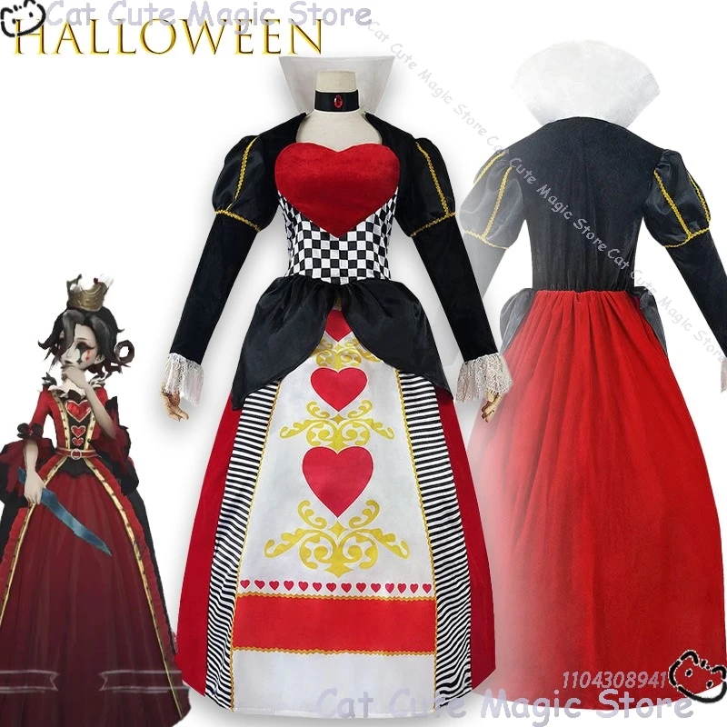 

Halloween party princess elegant Queen of Hearts cosplay outfit Alice red queen Sexy Royal Cosplay Women Dress Carnival Roleplay