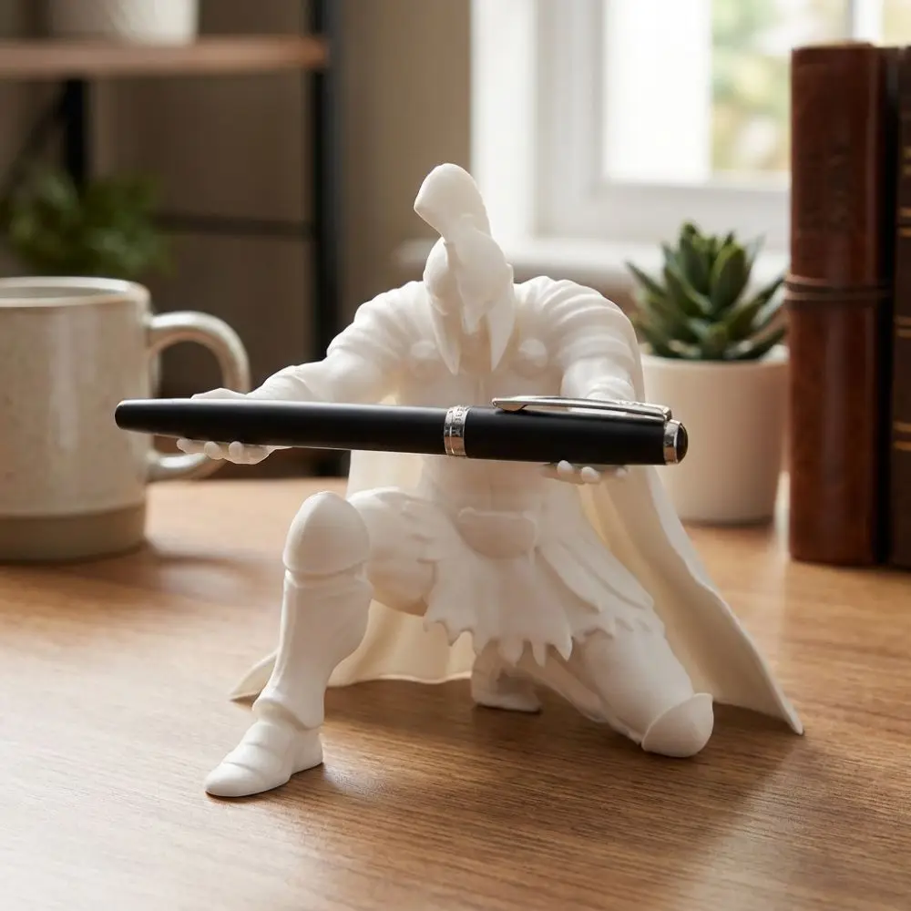 3D Printed Warrior Pen Holder Plastic Vintage Roman Gladiator Pen Stand Waterproof Desktop Stationery Storage Birthday Gift