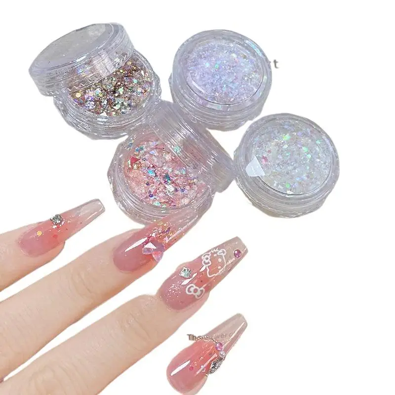 4 vasetti/set Sirena Sparkle Nail Art Glitter Ultra-Sottile Laser Fiocchi Paillettes Olografiche Irregolare Allentato Unghie artistiche Polvere Accessori