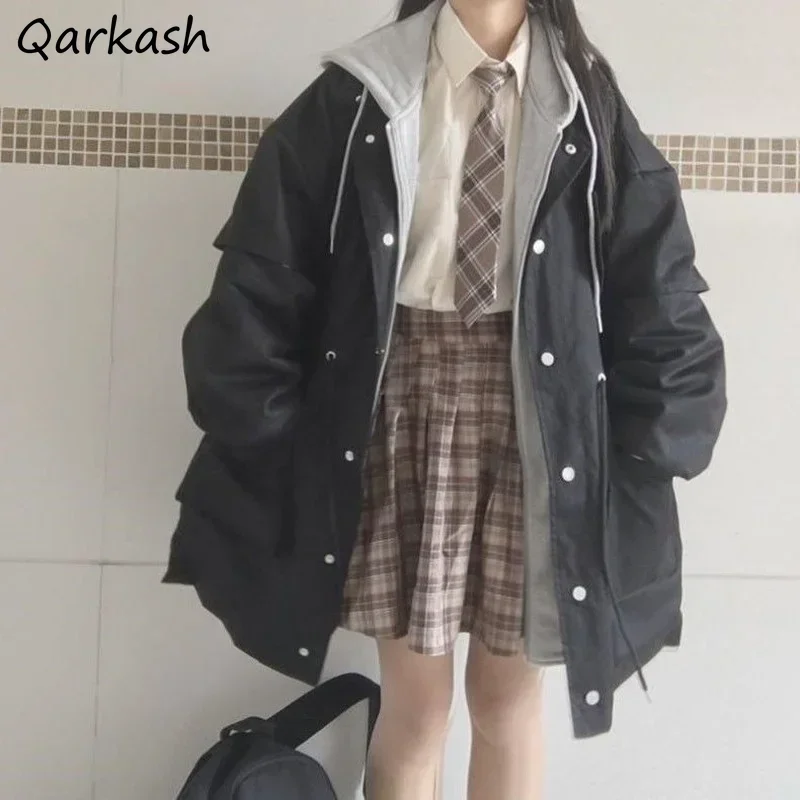 Jackets Women BF Harajuku Leisure Fall Couple High Street All-match Teens Outwear Patchwork Design Loose Clothes Stylish College