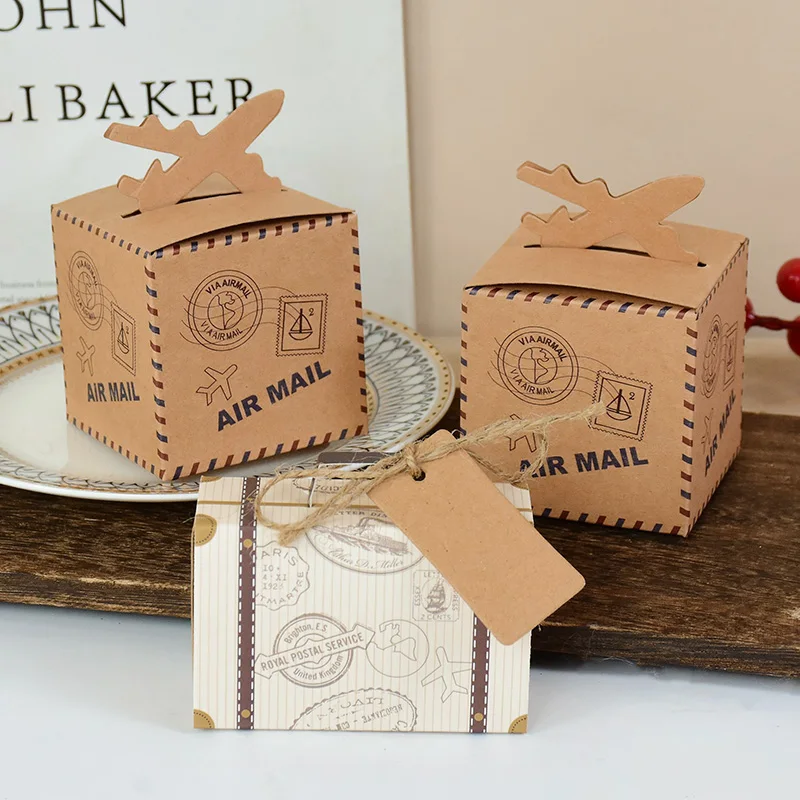 10 قطعة حقيبة سفر كاندي صندوق كرافت ورقة هدية صناديق التعبئة مع مقبض حبل العلامات الزفاف عيد الميلاد زينة حفلة عيد الميلاد #2