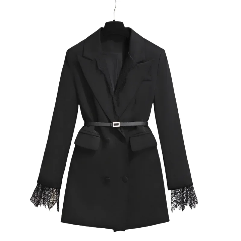 Spring and Autumn High Fashion Suit Trench Coat Waist Slimming Temperament Suit Black Skirt Jackets for Women