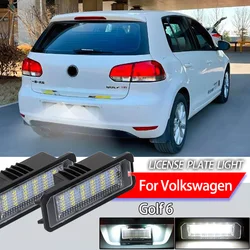 2Pcs For Volkswagen Golf 6 2008 2009 2010 2011 2012 LED Car License Number Plate Light Canbus No Error Auto Parts Accessories