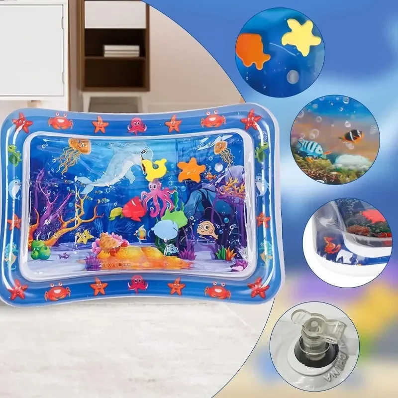 Water Sensory Play Mat Thickened Inflatable Water Mat For Cat And Dog Pet Playmat With Fish Sea Ocean Theme Sensory Toy Water