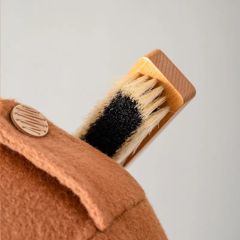 Wooden Pighair Coat Cleaning Cloth Dedusting fuzz remover With Long Handle Custom Logo Multifunctional Clothes care