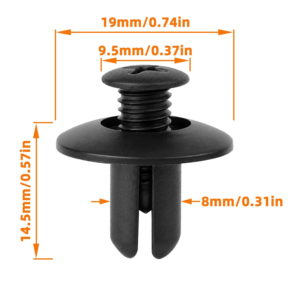 Clip-Befestiger, Druckknopf-Befestiger, Nylon-Halterung, Nietbefestigung für Autotür, Kotflügel, Stoßstange, passend für VW, Toyota, Honda, Ford, Nissan – Detail 2