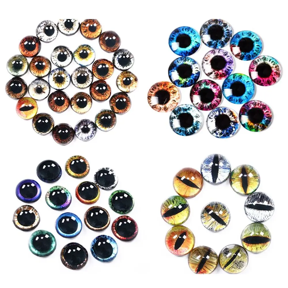 25Pairs 8/10mm Glass Dolls Eyes DIY Crafts Eyeballs for Children Toys Dinosaur Animal Cat Eyes Time Gem Accessories