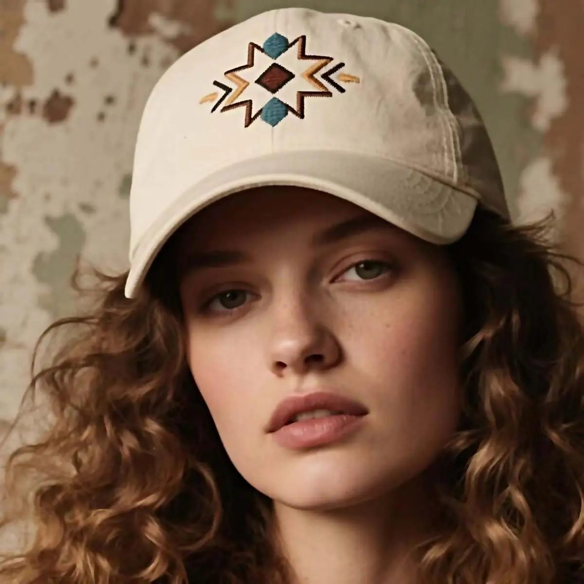 

Ethnic Geometric Embroidery Adjustable Cotton Cap - Unisex Baseball Cap for Summer Bazaar Shade & All-Season Vibrant Sunscreen
