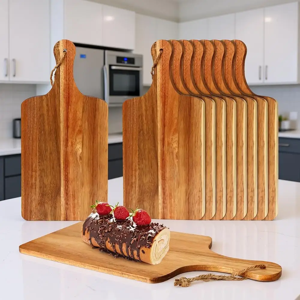 

Набор из 10 разделочных досок из дерева акации, большие сервировочные доски 15x7 дюймов с ручками для использования на кухне