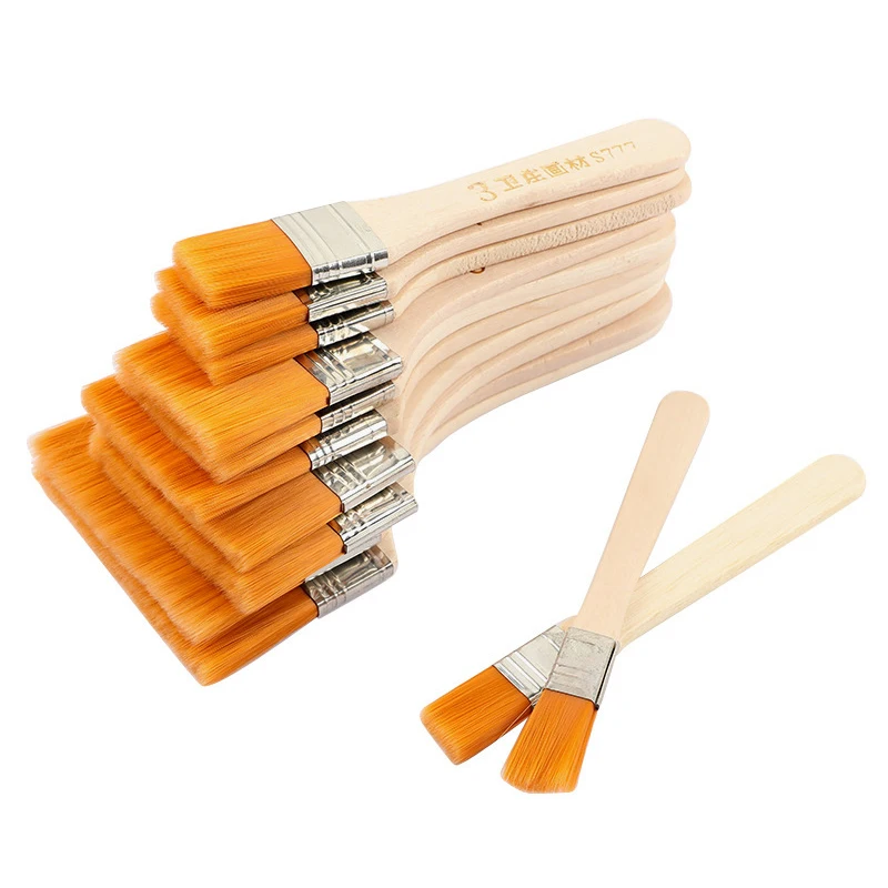 1/12PCS Art Supplies Memory Nylon Paint Brushes Set For Acrylic Oil Drawing Watercolor Wooden Painting Brush Tools