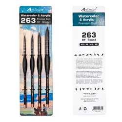 Artsecret 4-pcs Paint Brushes Set with Triangular Handle Professional Watercolor Oil Acrylic Brushes Drawing Art Supplies