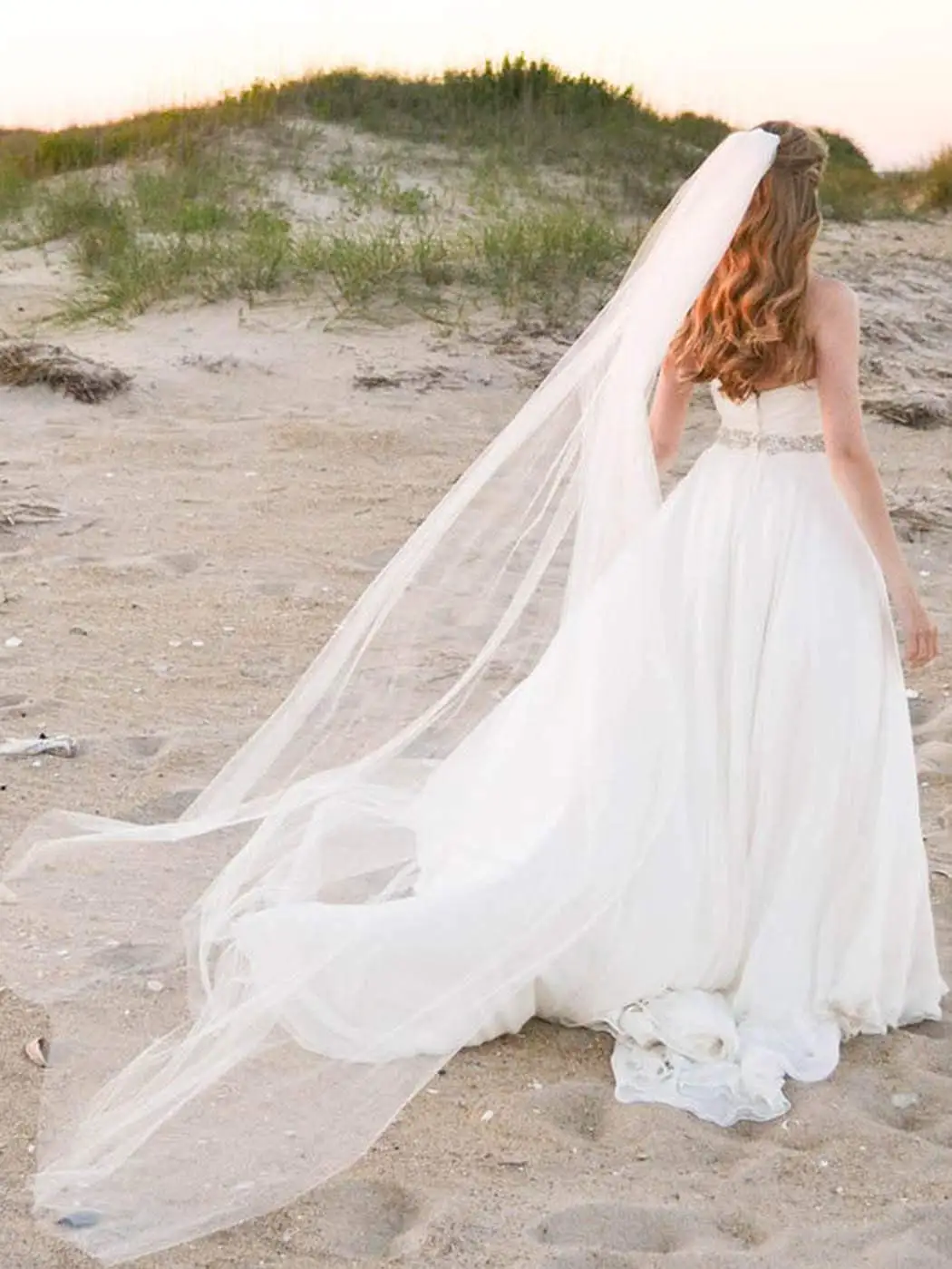 Marfim longo casamento véu com pente para noivas, tule cabelo acessórios, 1 camada, 2m