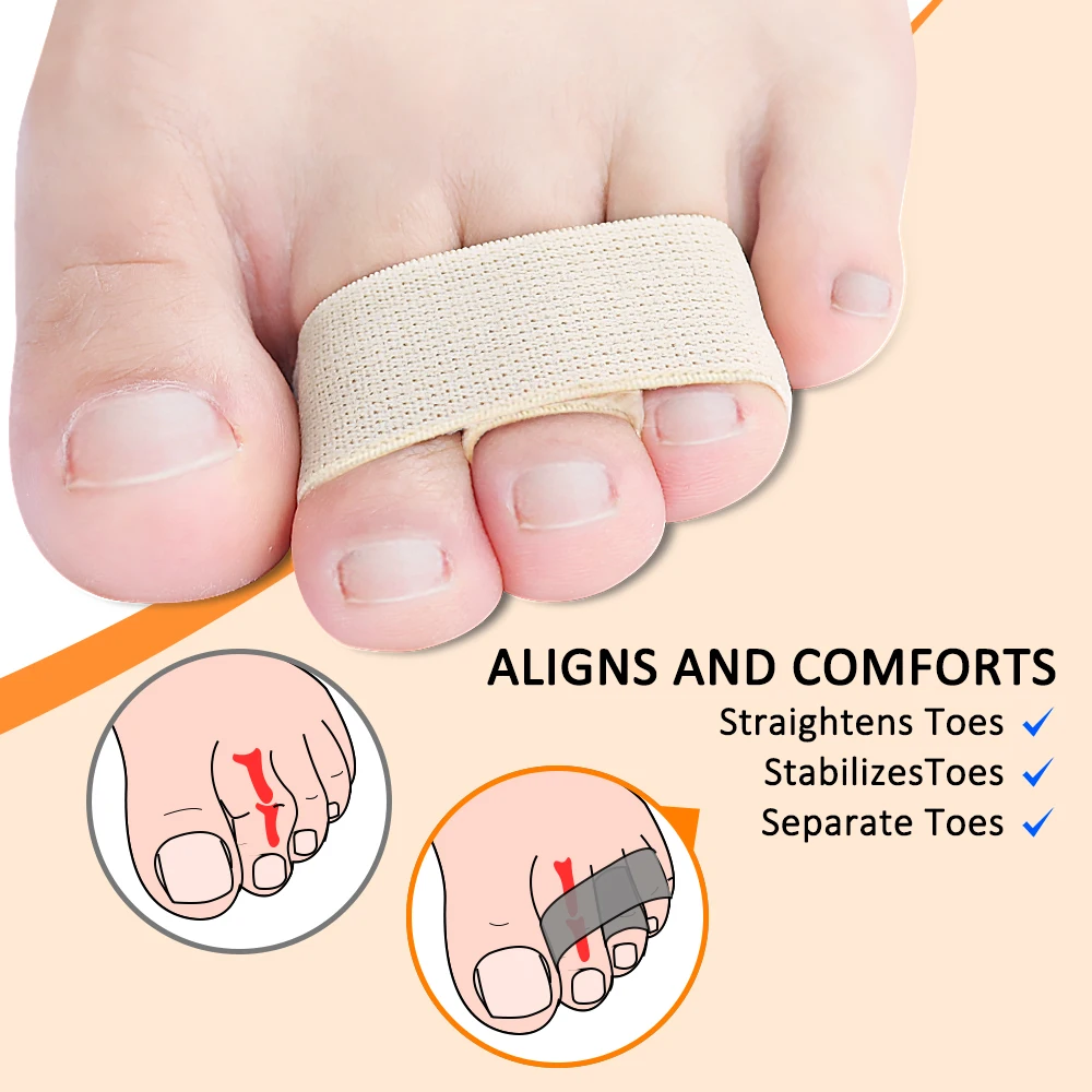 Pexmen Hammer Toe Straightener, Toes Wraps Splint, Toes Protector Separator, Toe sobreposição e sobreposição, 1 2 3 5 10Pcs