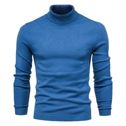 New Men's Turtleneck Sweatshirt Mens Sweaters Casual Turtle Neck Solid Color Quality Warm Slim Turtleneck Sweaters Pullover Men