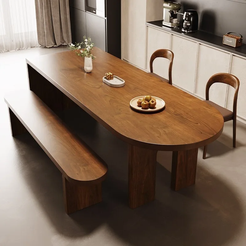 Nordic small apartment island surprise silent style dining table retro American home large table modern