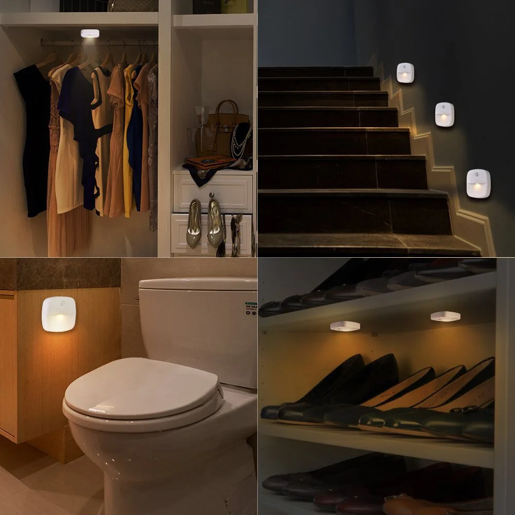 LED Night Light Wireless Motion Sensor Light Battery Operated Wireless Wall Lamp Corridor Closet LED Cabinet Door Light Lamp