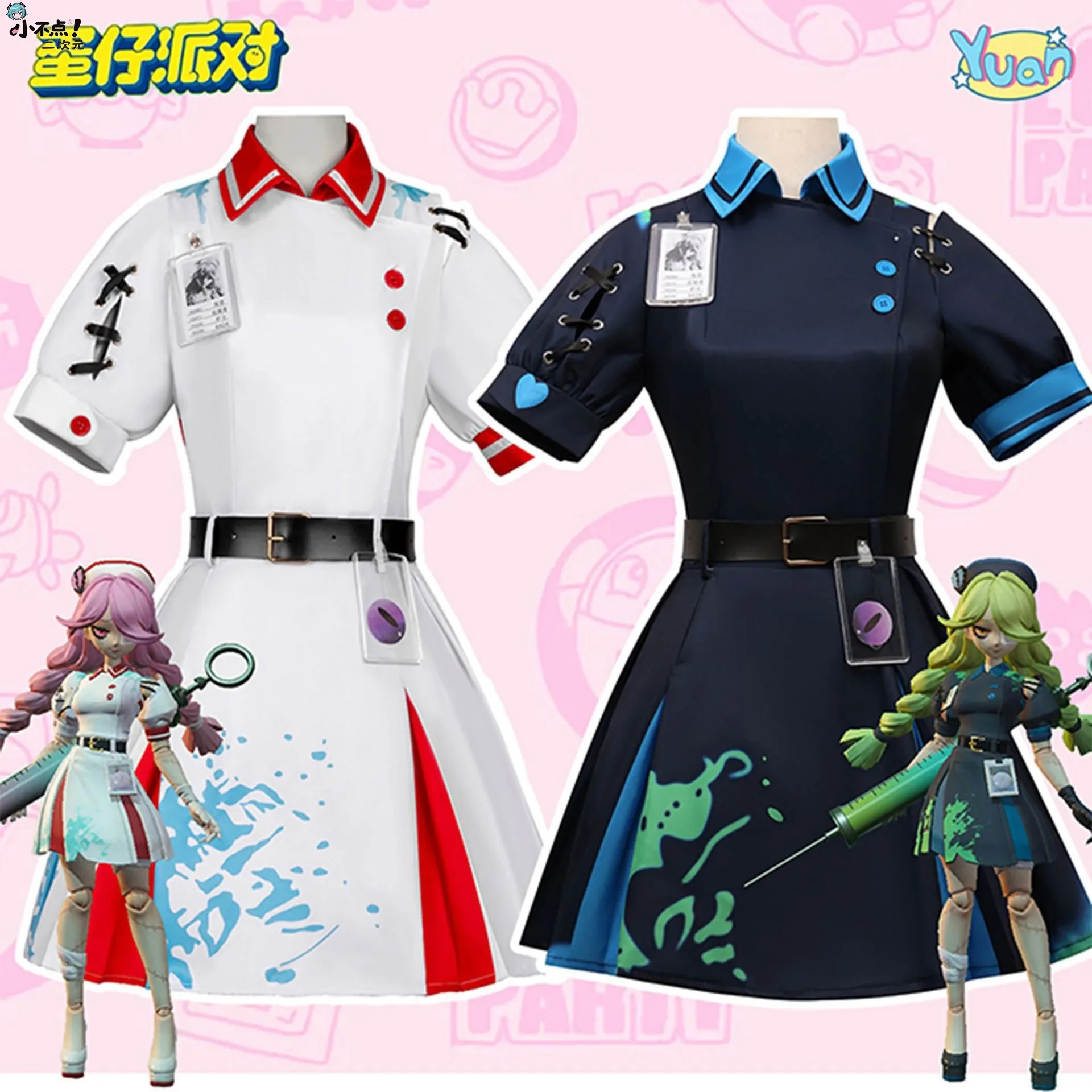 

Heather Costumes Nurse Uniform Game Eggy Party Cosplay Outfit Women Party Dress Game Halloween Xmas Carnival Full Set