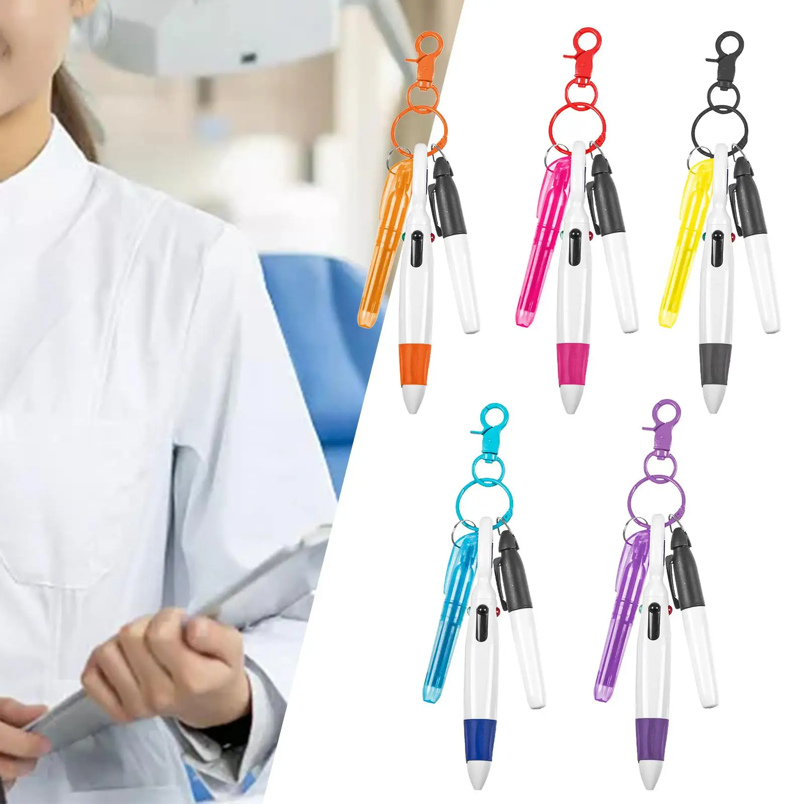 Pen with Carabiner Clip Shuttle Pen Retractable Multipurpose Portable Nurses Day Gift Compact Party Favor Nurse Pen,