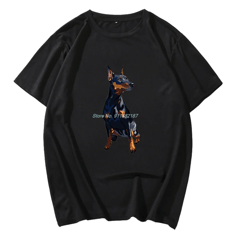 Miniature Pinscher Breed Dog Fashion Graphic T Shirts  Male Short Sleeve Shirt Cute Oversize t-shirts Summer Men's Clothing