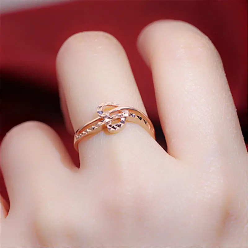 585 Purple Gold Plated 14K Rose Gold Exquisite Geometric Rings For Women Simple Charm Party Jewelry For Girlfriend Gifts