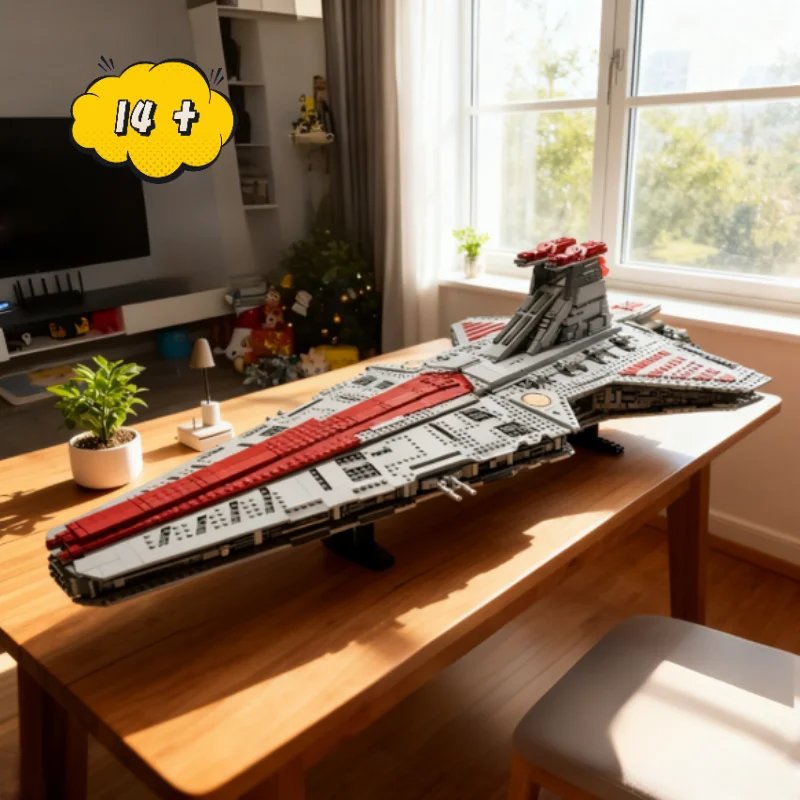 

5374 шт., боевой самый большой Venator-класс Republic Attack Cruiser 75367, сборная модель-головоломка для взрослых, подарки на день рождения