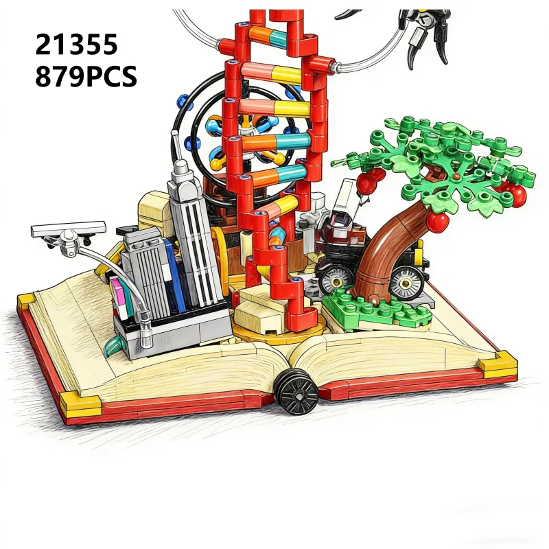 21355 Knowledge is power 879Pcs Creative Book Assemble Building Block Holiday Gift Brick Children Educational Toy