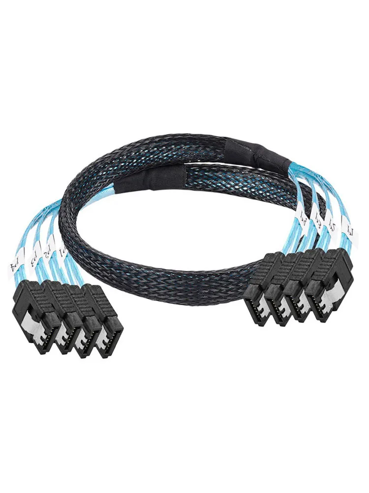 New 2026 1m/0.5m  4 Sata To 4 Sata Set Date 7 Pin Sata 3 Cable 6Gbps HDD/SSD Cable Cord For Server Mining hard drives