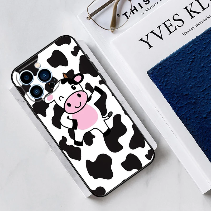 Cut Cow Case For iPhone 15 16 13 11 12 14 Pro Max Mini 7 8 14 15 16 Plus XR XS Max X Back Cover