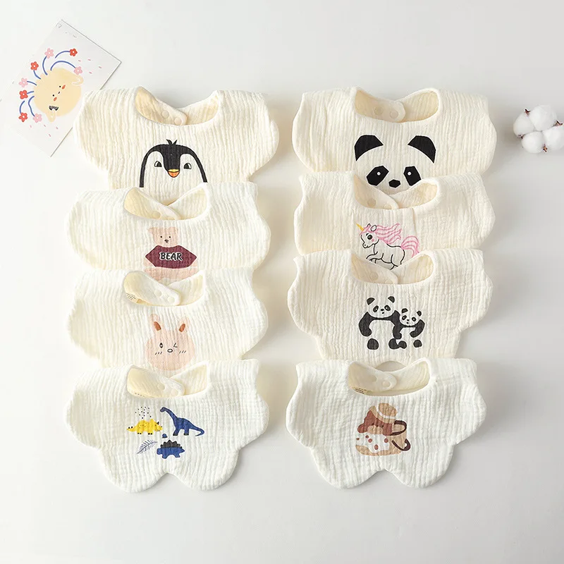 New Korean Style Cotton Gauze Baby Print Bibs Infant Bib Newborn Burp Cloths Bandana Scarf for Kid Boy Girl Feeding Saliva Towel