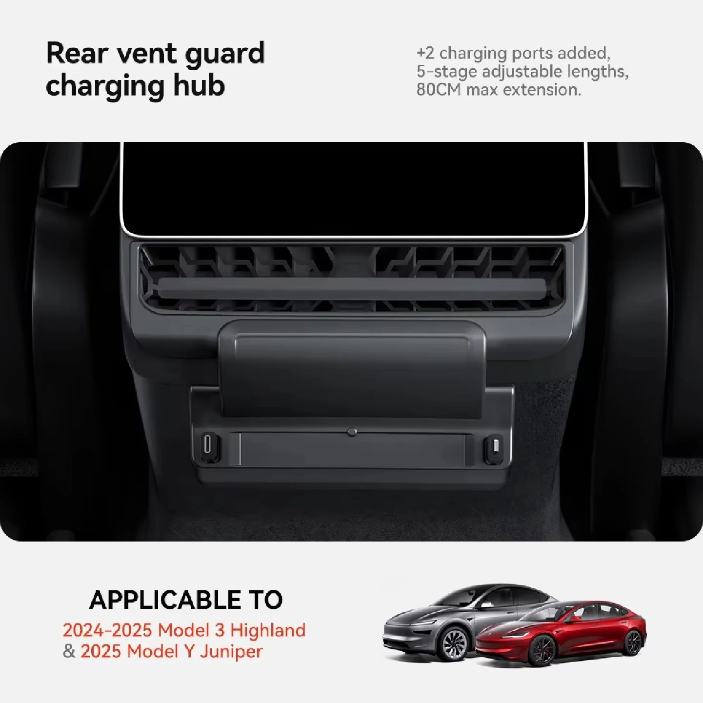 YZ For Tesla Model 3/Y Highland Juniper Rear Air Vent 27W Quick Charger USB Shunt HUB Intelligent Docking Station accessories