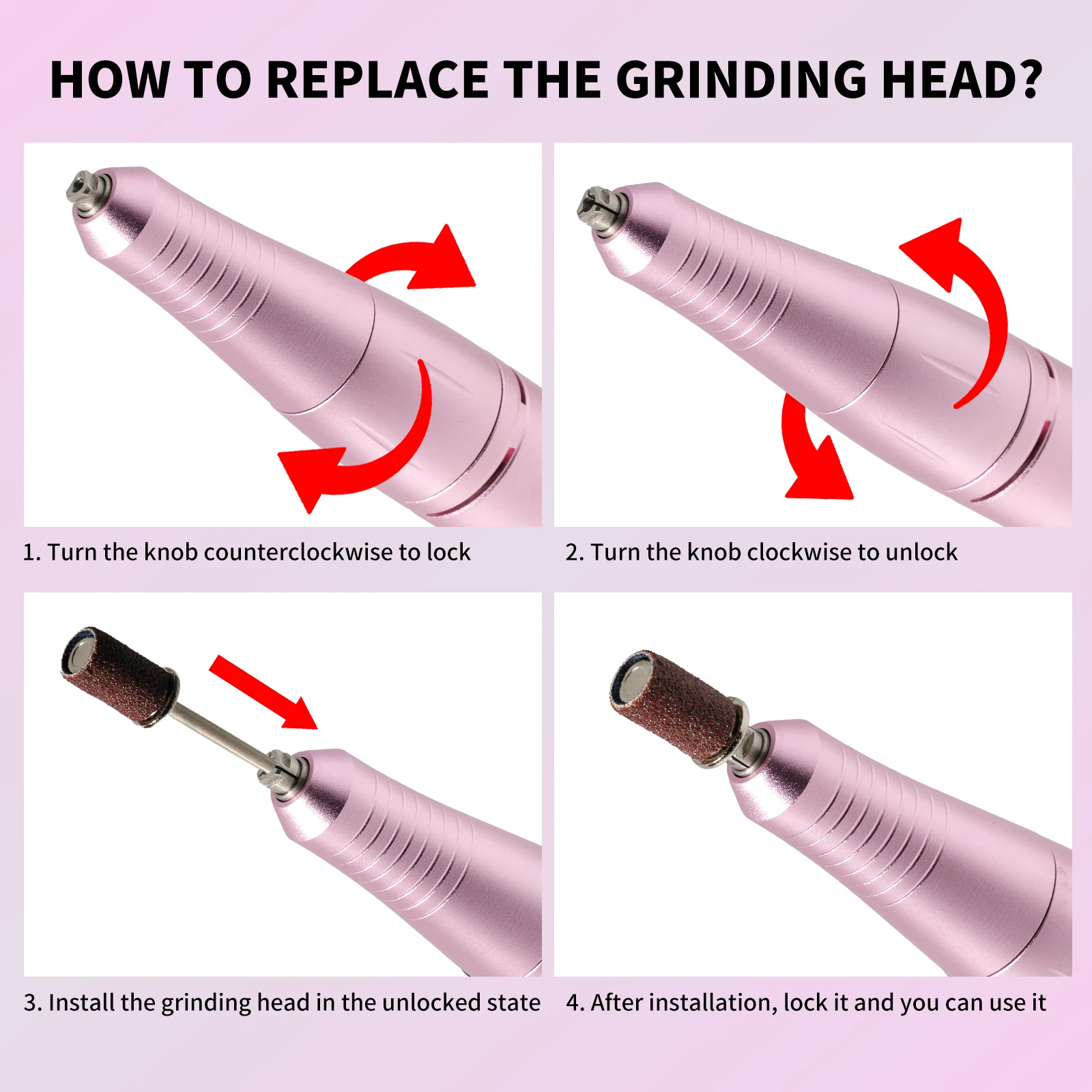 Lima de uñas eléctrica de 35000RPM, pluma perforadora de uñas portátil USB profesional, pluma perforadora de uñas de velocidad y dirección ajustables de poco ruido