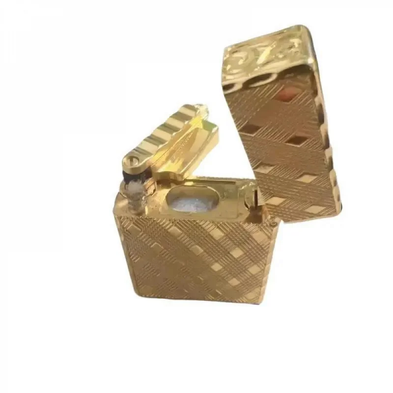 Vintage Gold Plated Copper Lighter Engraved One Piece Molding Portable Gift For Men Dad Husband (Without Fuel)