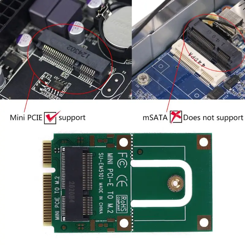 Mini PCI-E to m2 Adapter Converter Expansion Card m2 Key NGFF E Interface for m2 Wireless Bluetooth-compatible WiFi