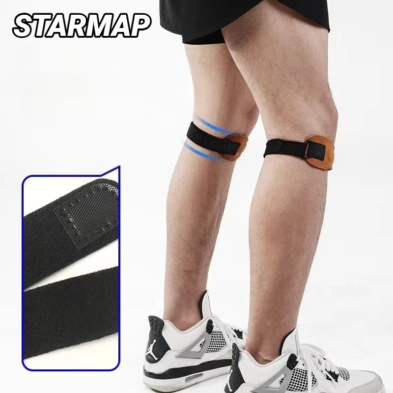 1Pcs Cowhide Patella Strap Meniscus Knee Pads Bi-Directional Compression Stabilize Running Jump Rope Basketball Adjustable