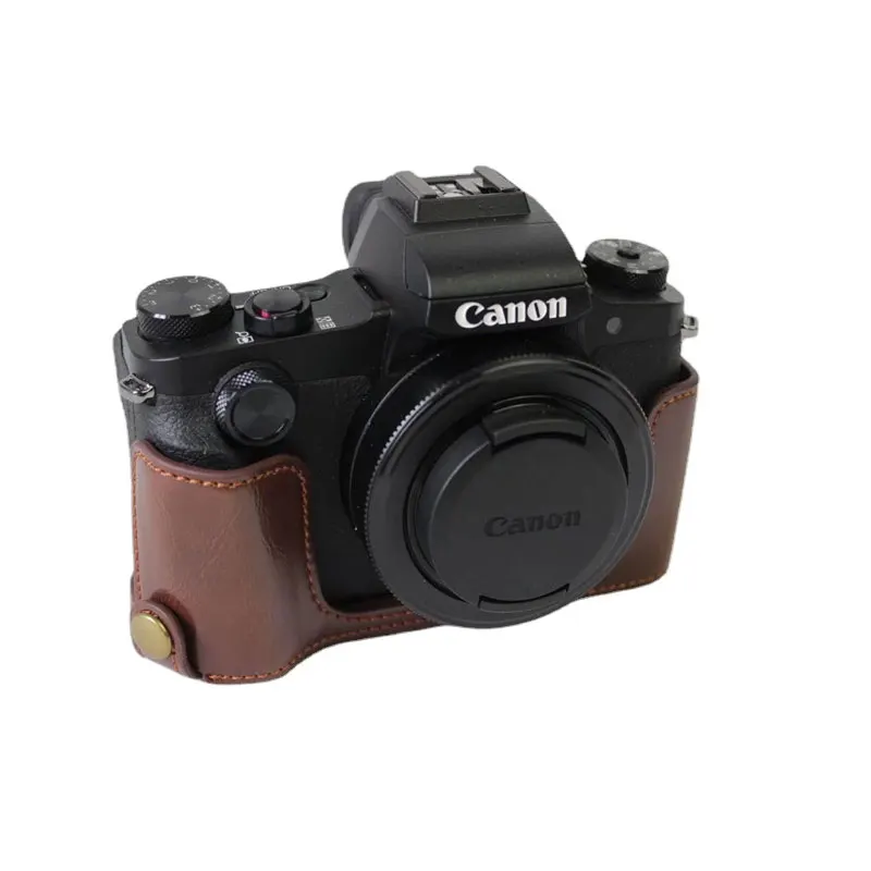 Penutup setengah tubuh pelindung kulit PU untuk casing kamera Canon PowerShot G1X Mark III G1XIII G1X3
