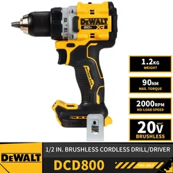 Dewalt DCD800 1/2inブラシレスコードレスドリルドライバ20 220v電動ドライバーリチウム電源2000rpm 90NM