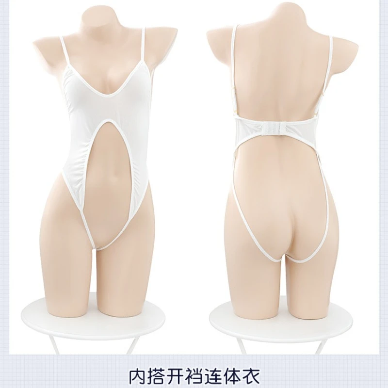 Erotische Crotchless Bodysuit Cosplay Japanse Student Lingerie Backless Jk Uniform Rollenspel School Meisje Mini Rok Sex Kostuum