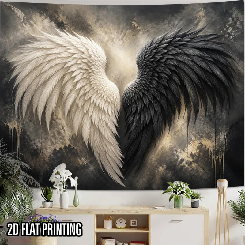 Large Realistic Angel Wings Tapestry Wall Hanging Decor for Bedroom Living Room Gothic Fantasy Art Print