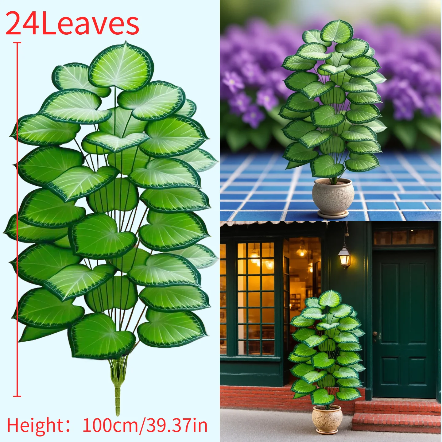 Folha de kiwi artificial palmeira 24 folhas para decoração de casamento foto pano de fundo decoração de festa de jardim folhagem falsa