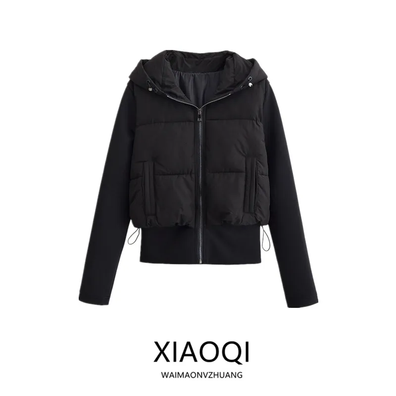 Slim Fit Cotton Jacket Coat with Zipper And Hood New Autumn Winter Women's Fashion Design Outerwear Short Coat 2025