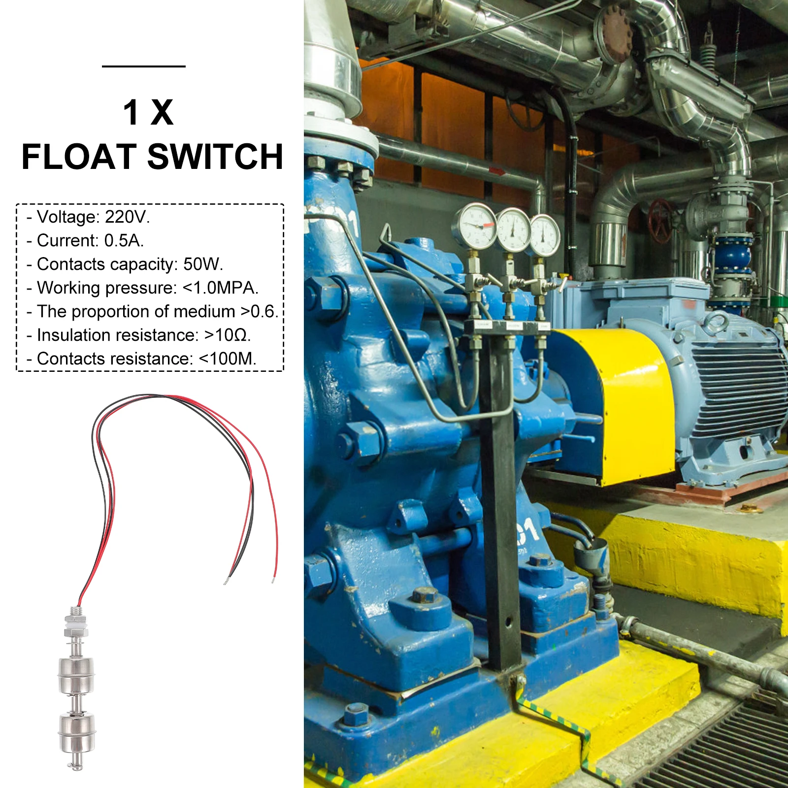 

Submersible Water Level Switch Select Float for Tank Accessories Stainless Steel
