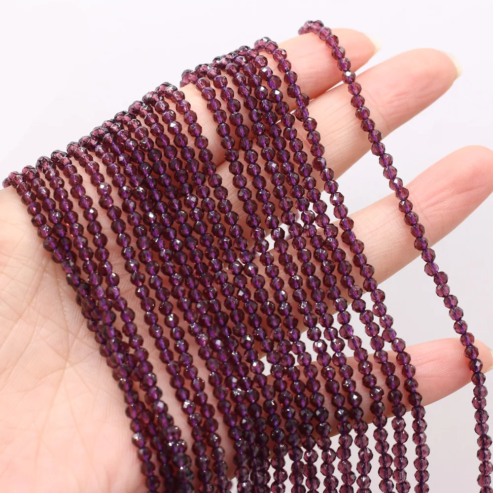 Natural Stone Spinel Purple Round Beads3MM For Jewelry Making DIY Necklace Bracelet Accessories Healing Gemstone Charm Gift 38cm