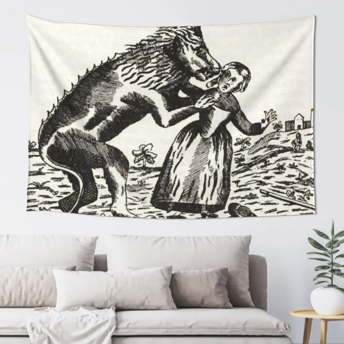 

Vintage werewolf illustration Tapestry Room Decorations Aesthetics Aesthetic Decoration Tapestry