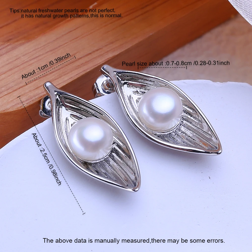 FENASY natural freshwater pearl stud earrings for women gift box 925 sterling silver earrings wedding engagement jewelry